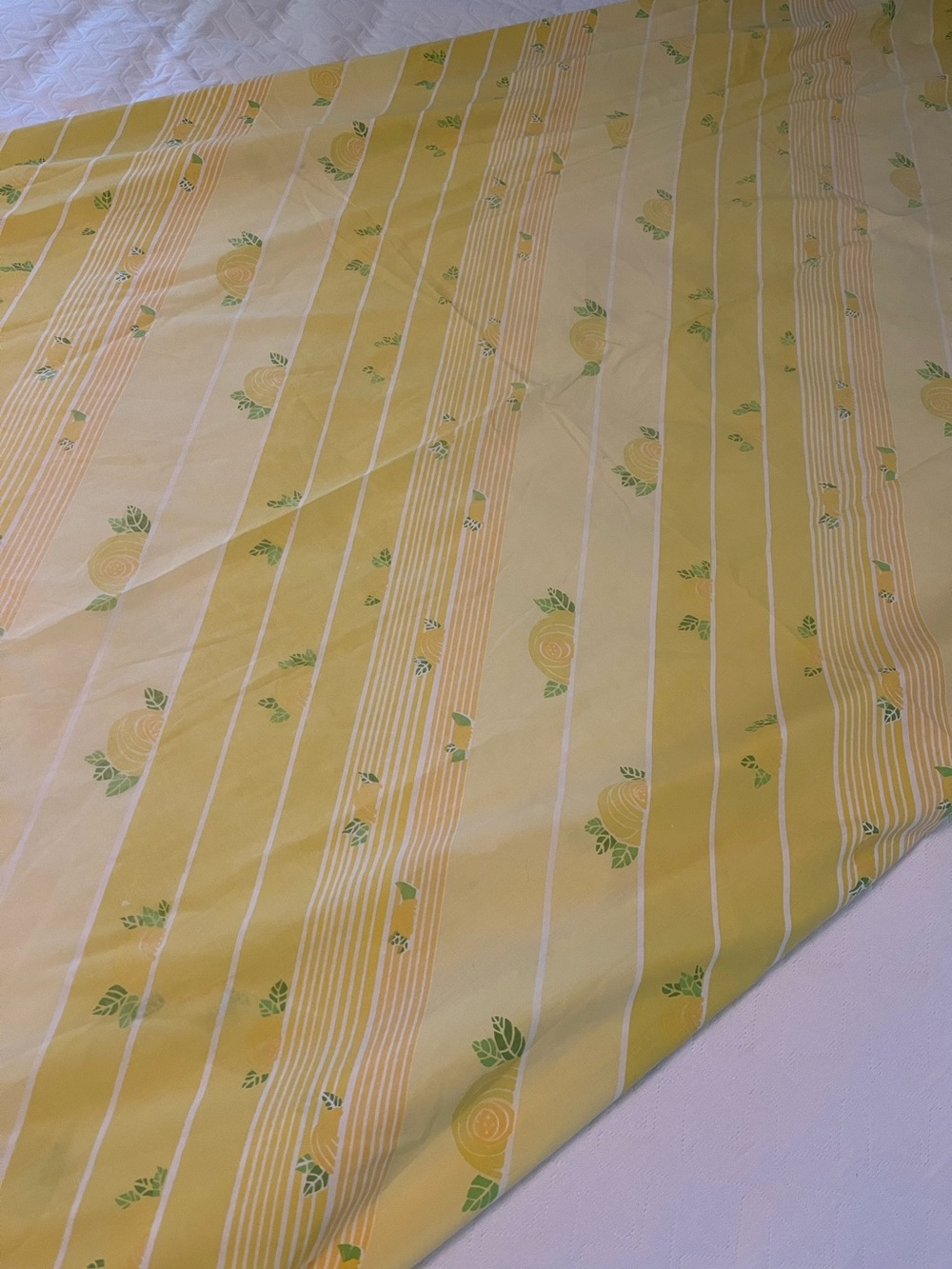 Vintage Monticello Yellow Floral Striped fitted sheet percale